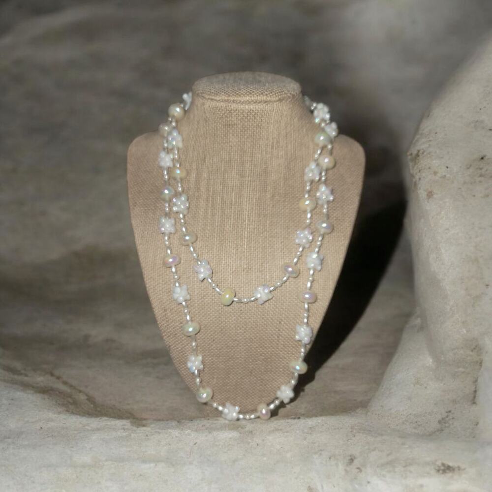White Acrylic Beaded Necklace